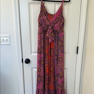 Pink and Orange Patterned Women's Dress